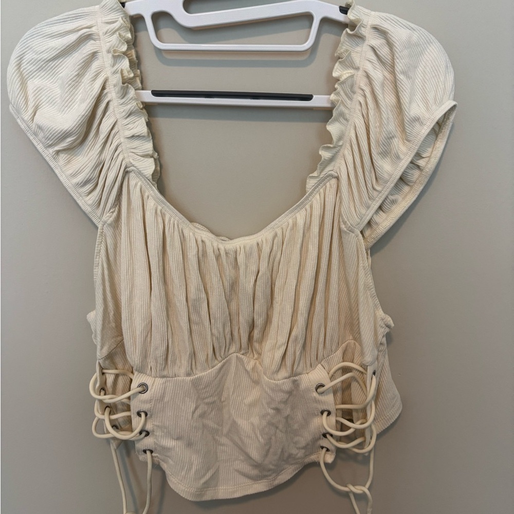Cream Ruched Women's Top